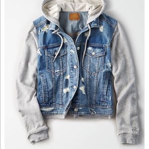 American Eagle | Destroyed Denim/Sweater Jacket